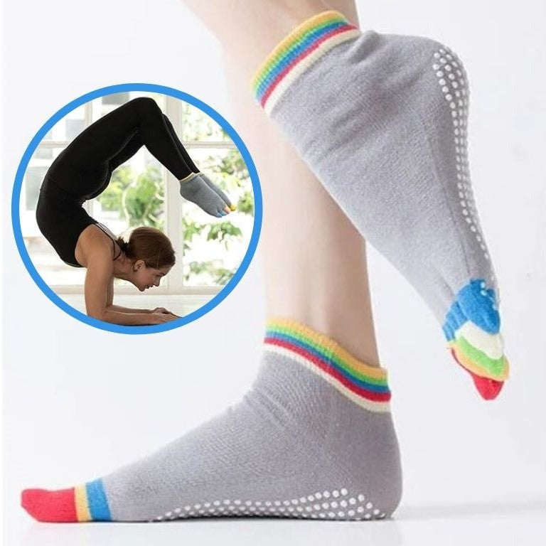 chaussettes antiderapantes arc en ciel grise