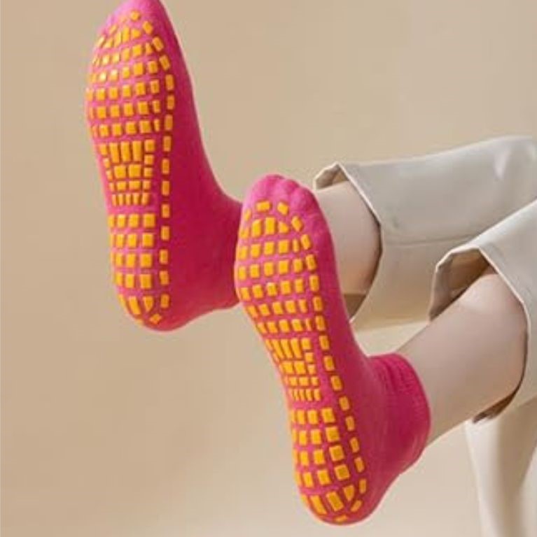 chaussettes pilates vibrantes rose