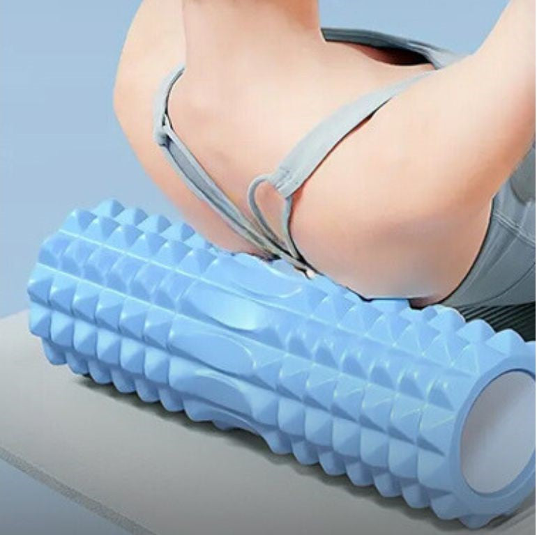rouleau de massage yoga bleu