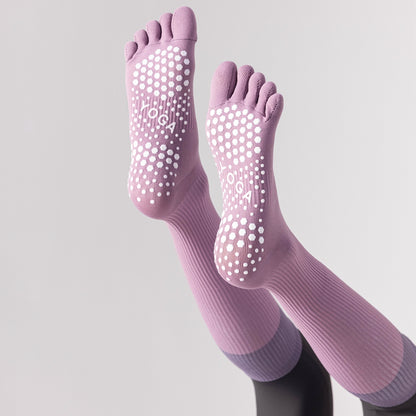 chaussette antiderapante pilate equilibre mauve