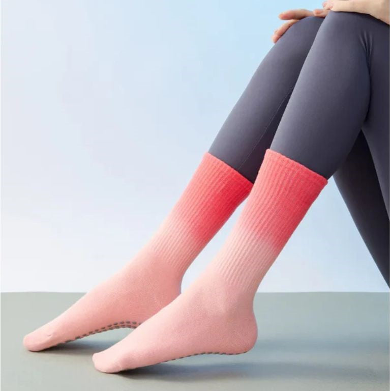 chaussettes pilates antidérapantes dégradé rose