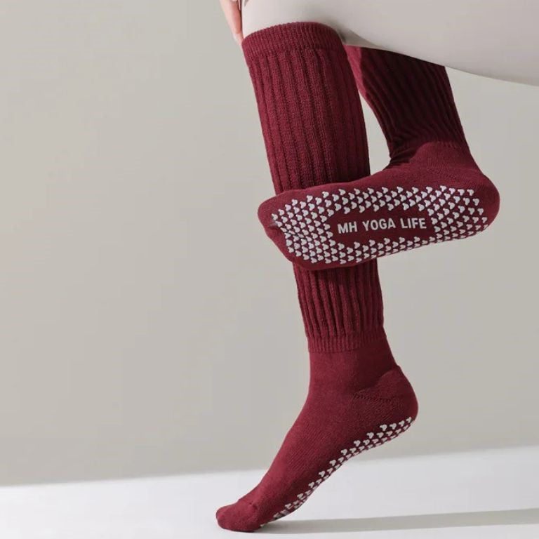 chaussette antidérapante pilates unie bordeaux