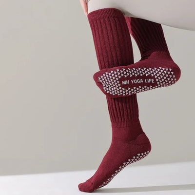 chaussette antidérapante pilates unie bordeaux