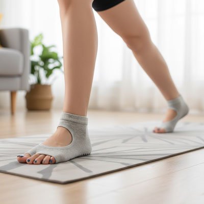 chaussette antidérapante sport gris clair