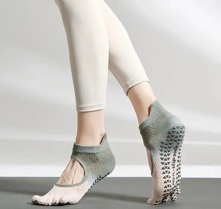 chaussette de pilates antidérapante vert