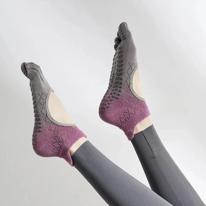chaussette de pilates antidérapante violet