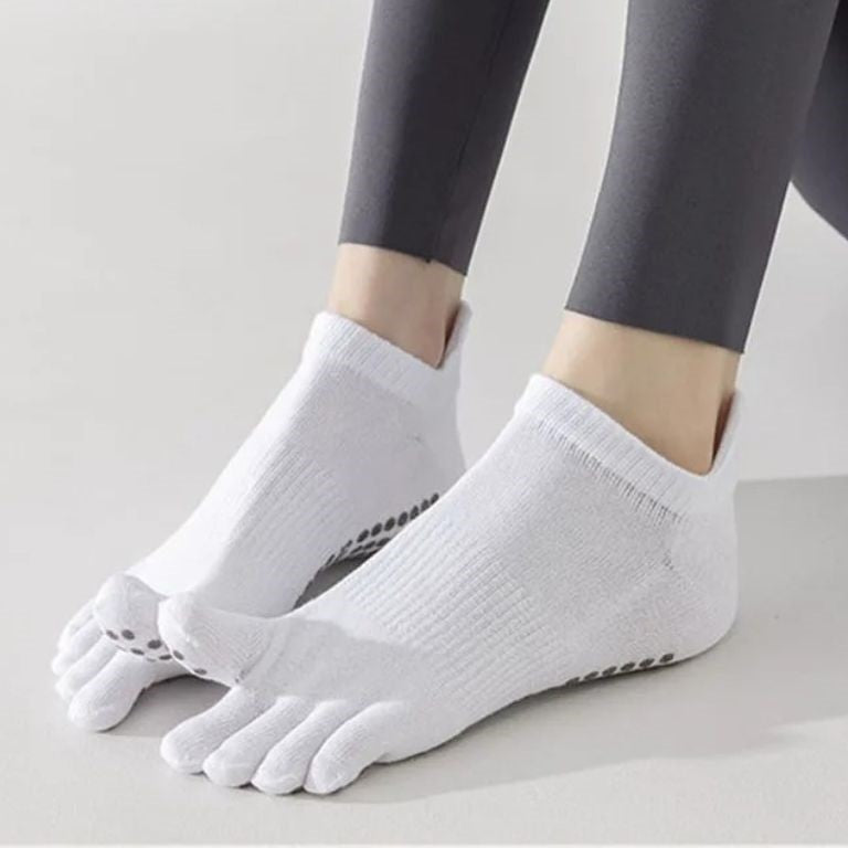 chaussette pilate antidérapante 5 orteils blanche
