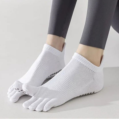 chaussette pilate antidérapante 5 orteils blanche