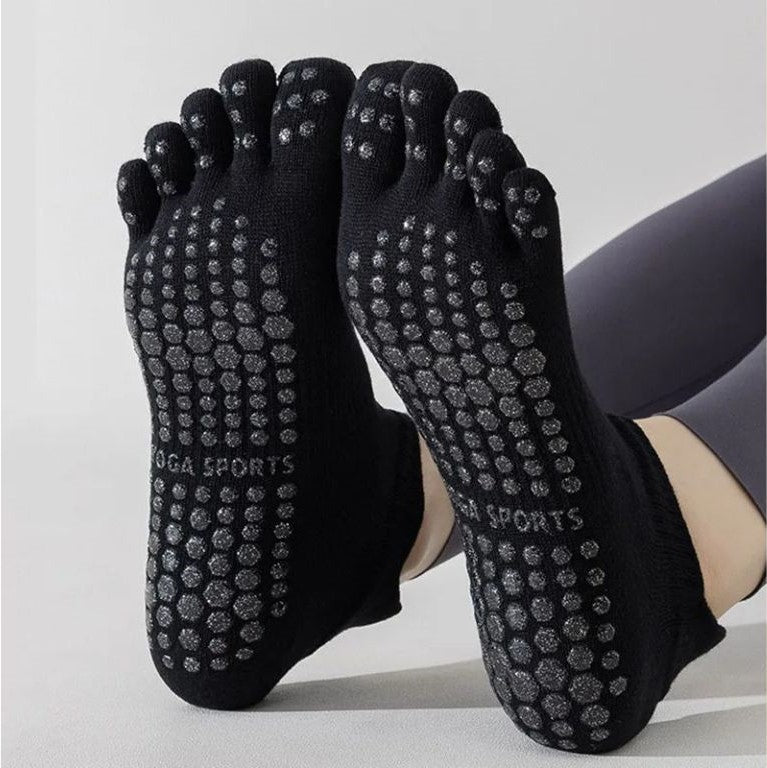 chaussette pilate antidérapante 5 orteils noire