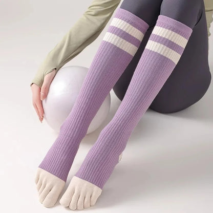 chaussettes antiderapantes pilates gratte ciel mauve