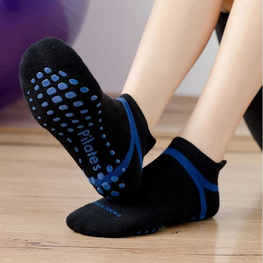 chaussettes antiderapante pilates grip bleu