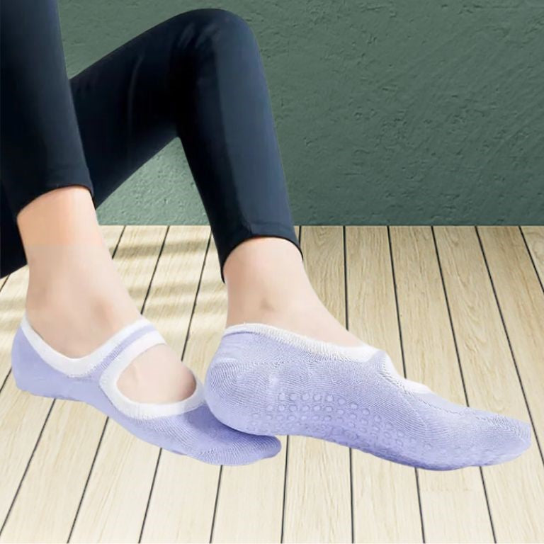 chaussettes pilates antiderapantes couleurs tendance et motifs antiderapants visibles