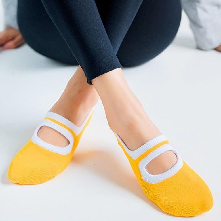 chaussettes pilates antiderapantes orange