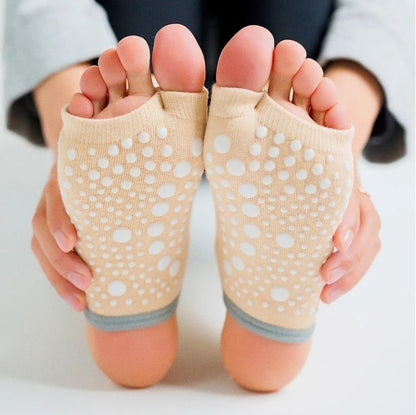 chaussettes pilates hautes beige