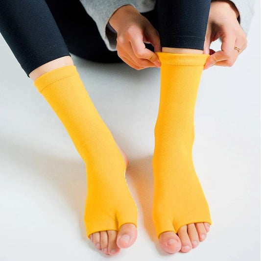 chaussettes pilates hautes orange