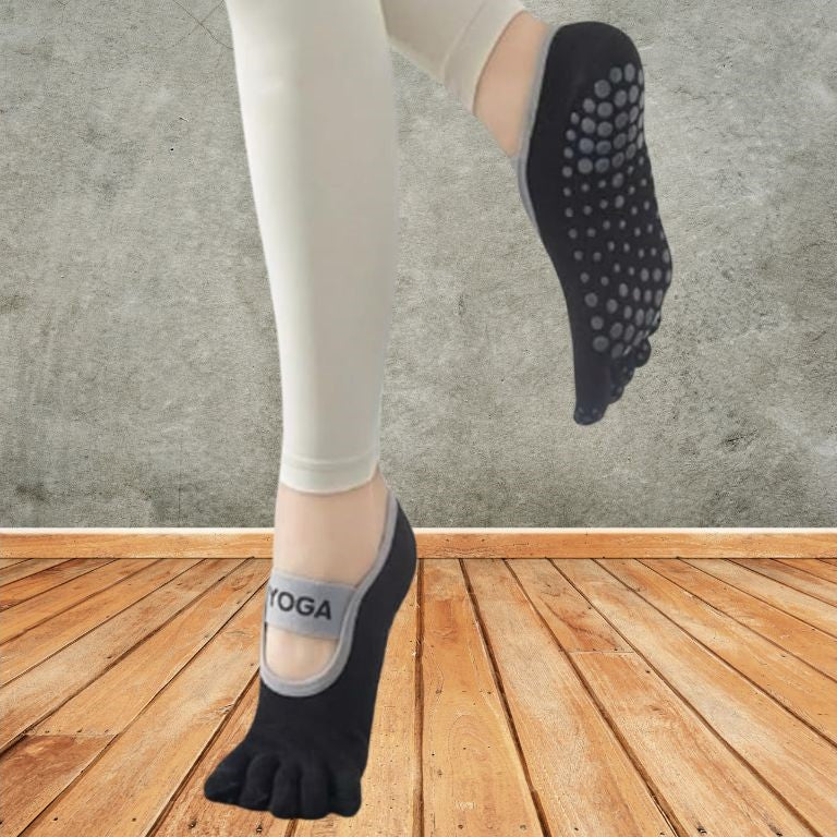 chaussettes pilates respirantes noires