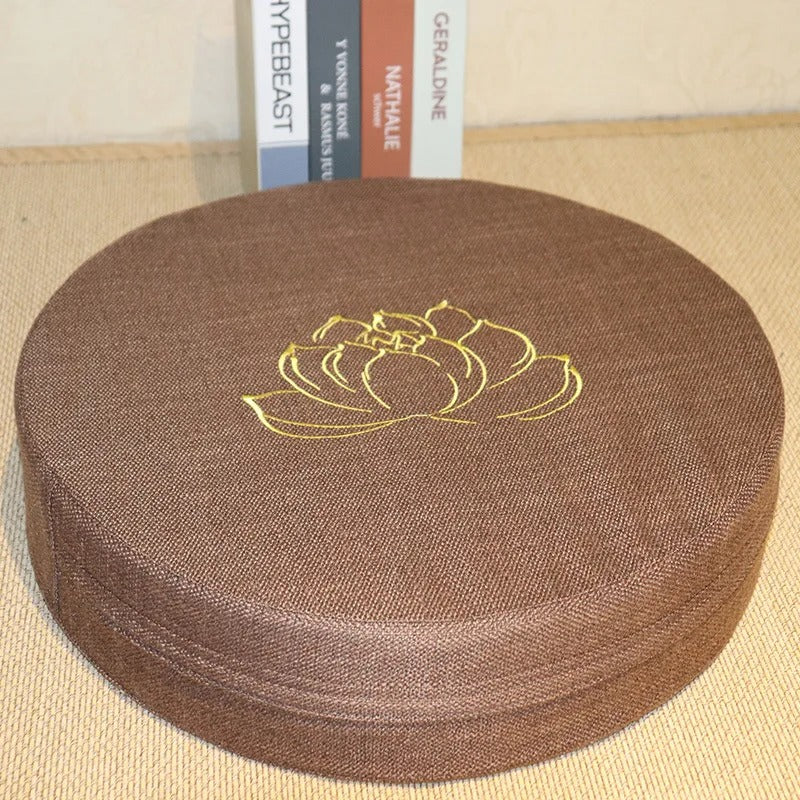 coussin yoga lotus marron