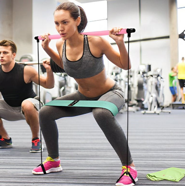 Barre Pilates Bandes Résistance Topfinder - Barre Entraînement Complet Corps Portable Yoga Fitness