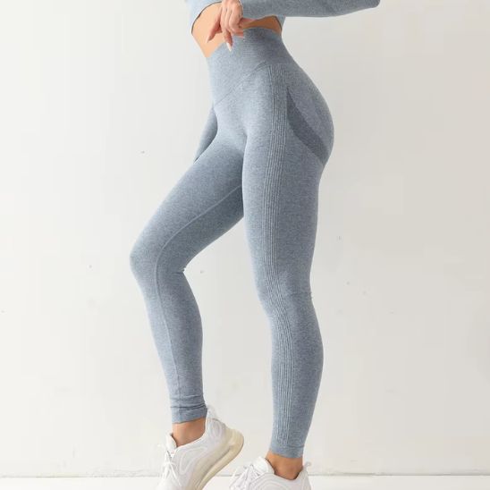 legging taille haute femme bleu
