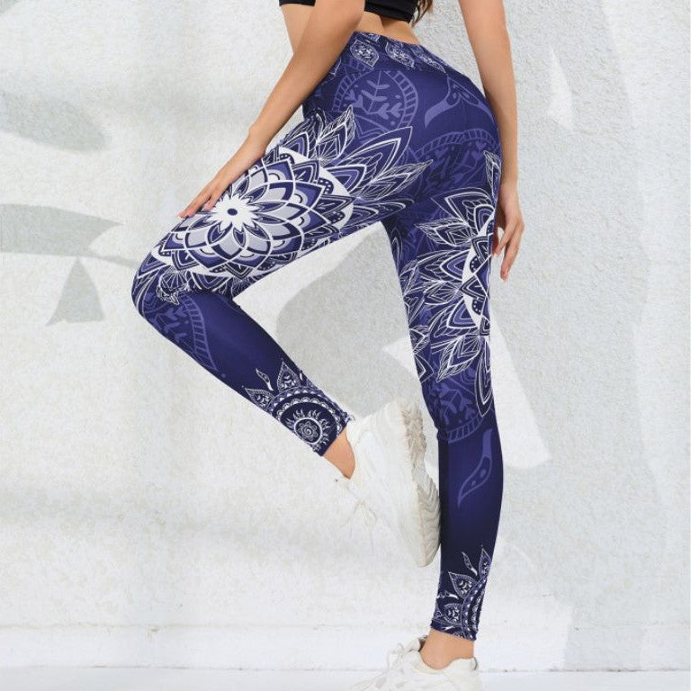 legging fitness femme mandala bleu