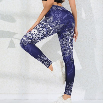 legging fitness femme mandala bleu