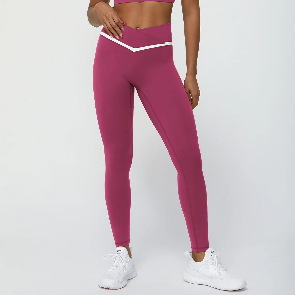 legging fitness femme taille haute sculptant rose