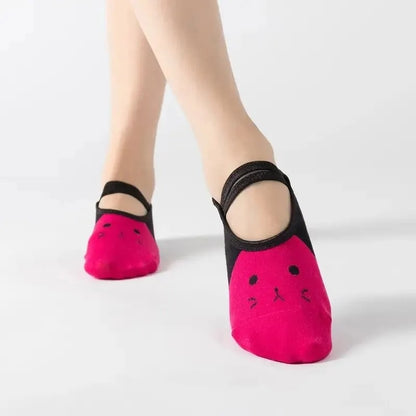 chaussette de pilates souris rose fuschia