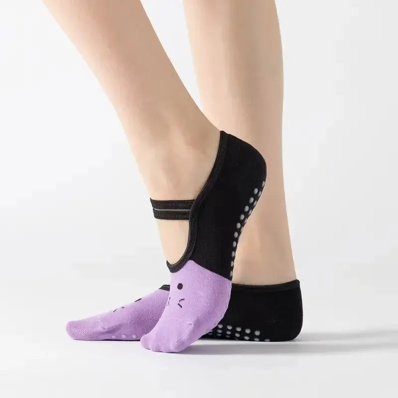 chaussette de pilates souris violet