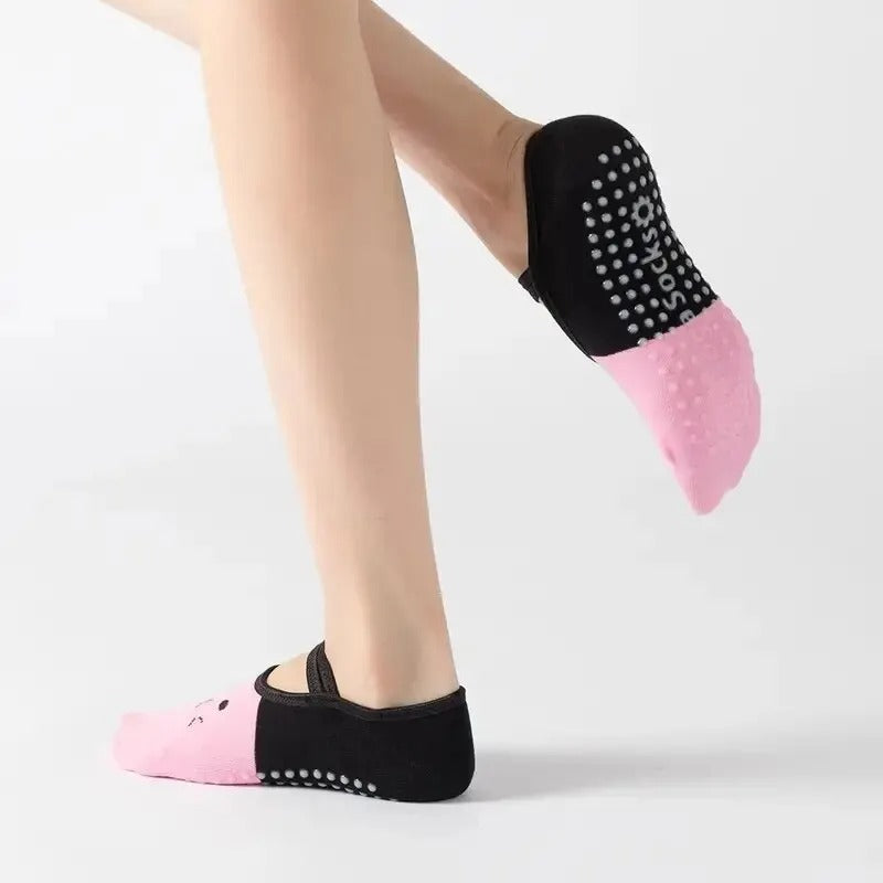 chaussette de pilates souris rose 
