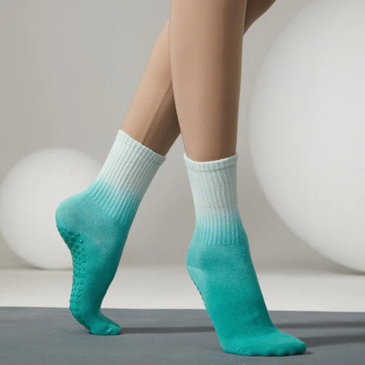 chaussette de pilates gradient turquoise