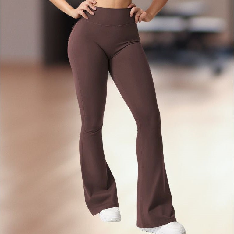 pantalon de yoga femme flare marron