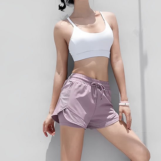 Short de sport femme entrainement résiste à l'usure et lavages répétés