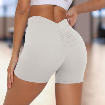 short sport femme push up plissé beige
