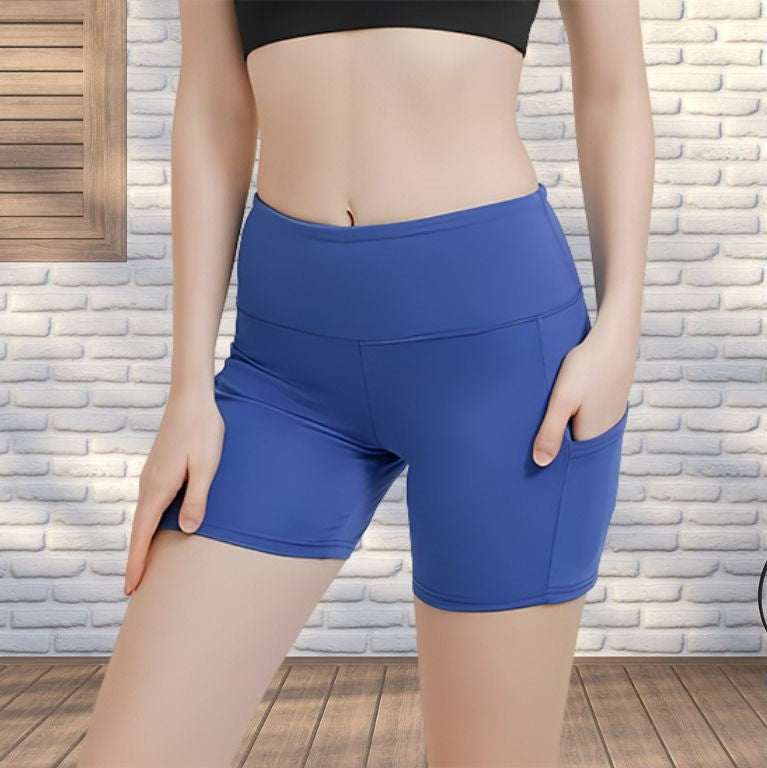 short yoga pratique bleu
