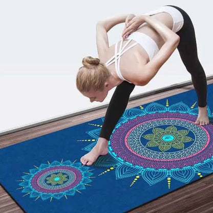 tapis de gym mandala bleu étirement
